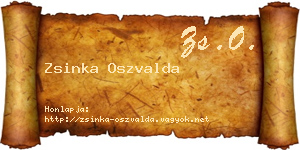 Zsinka Oszvalda névjegykártya